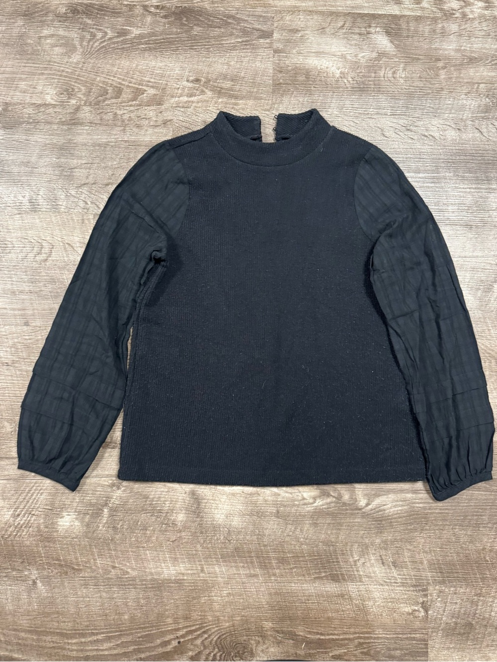 Madewell Weavemix Black Mock Neck Top Size Small